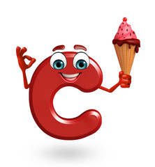Cartoon Character of alphabet C with icecream
