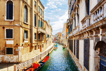 Fototapeta na wymiar View of the Rio Marin Canal from the Ponte de la Bergami, Venice