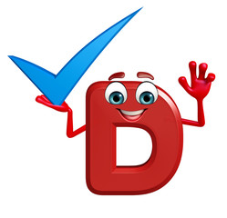 Cartoon Character of alphabet D with right sign
