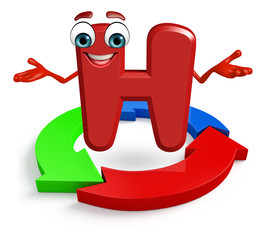 Cartoon Character of alphabet H with arrow