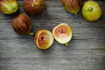 figs on rustic wooden table
