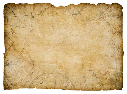 Fototapeta old nautical treasure map isolated on white