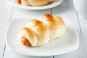 sausage bread on plate