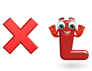 Cartoon Character of alphabet L with cross sign