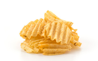 potato chips on white background