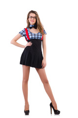 Schoolgirl isolated on the white