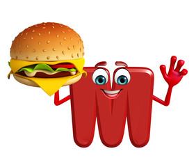 Cartoon Character of alphabet M with burger