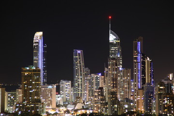 Fototapeta premium Looking towards Surfers Paradise at night