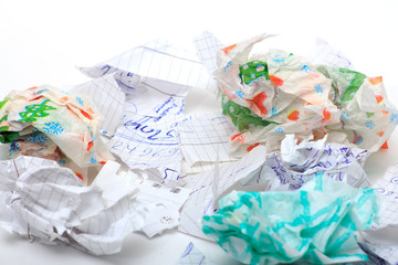 crumpled paper on a white background