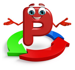 Cartoon Character of alphabet M with arrow