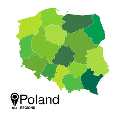 Regions map of Poland. Poland