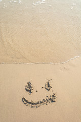 smile face on beach