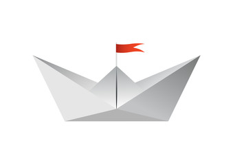 Obraz premium Paper boat on white background