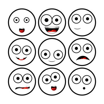 Illustration of modern flat collection with different emoticons