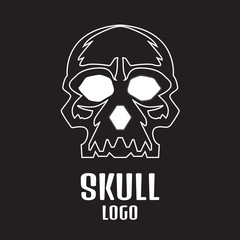 Skull logo linear. Human skull logo