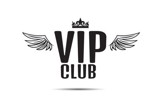 VIP club logo text with wings