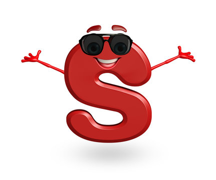 Cartoon Character of alphabet S with goggles
