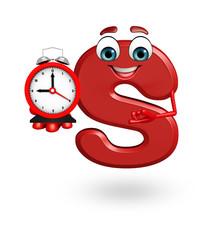 Cartoon Character of alphabet S with clock