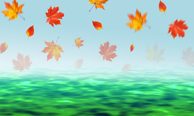 Fototapeta na wymiar Falling autumn leaves