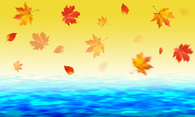 Fototapeta na wymiar Falling autumn leaves