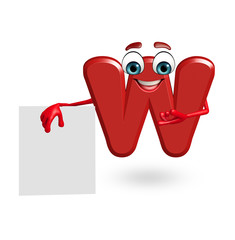 Cartoon Character of alphabet W with sign