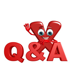 Obraz premium Cartoon Character of alphabet X with Q and A