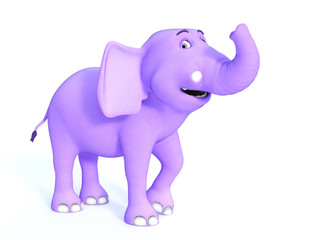 Cute pink toon baby elephant smiling.