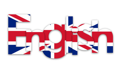 Fototapety  &quot ANGIELSKI&quot  Ikona słowa wektorowego z flagą Wielkiej Brytanii
