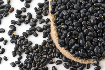 black beans on white background