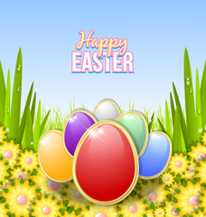 Easter eggs in the grass