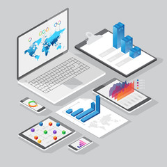 Isometric infographics design elements