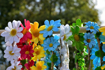 Head decorations for girls and women with flowers in folkloric style
