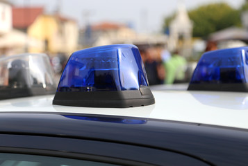 Blue sirens of italian police car