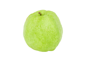 Guava green fruit color from tropical zone isolated, Clipping pa