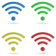 Wifi icons in flat style with shadows white background