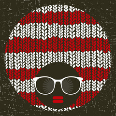 Black head woman with strange hair.