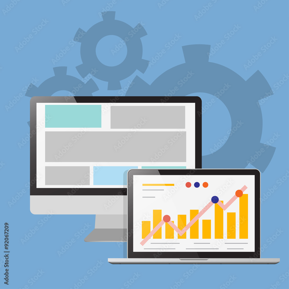 Poster analysis of web site data interface illustration