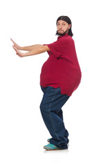 Overweight man isolated on the white