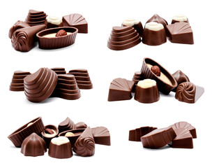 Collection of photos assortment of chocolate candies