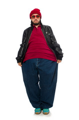 Overweight man isolated on the white