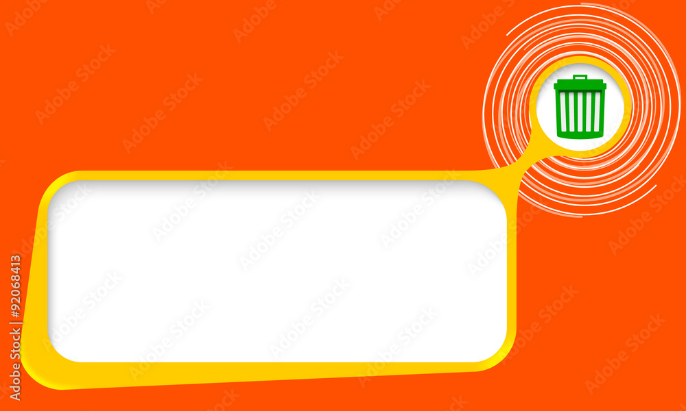 Aufkleber vector text box for your text with spirals and trashcan