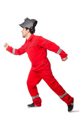 Funny welder isolated on white