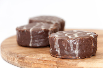 Chocolate muffin in shallow depth of field
