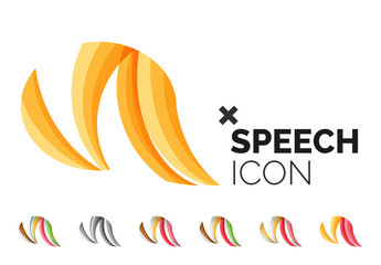 Set of abstract speech bubble and cloud icons, business logotype