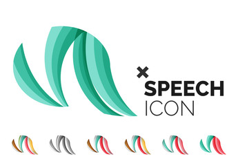 Set of abstract speech bubble and cloud icons, business logotype