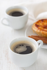 coffee with portuguese cookie pasteis de nata