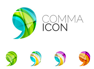 Set of abstract comma icon, business logotype concepts, clean