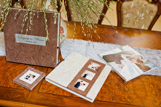 textile wedding photo book and album