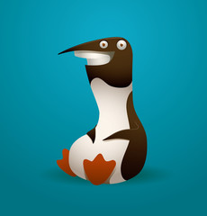 Vector funny penguin sitting on a blue background. 