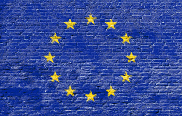 European Union - National flag on Brick wall